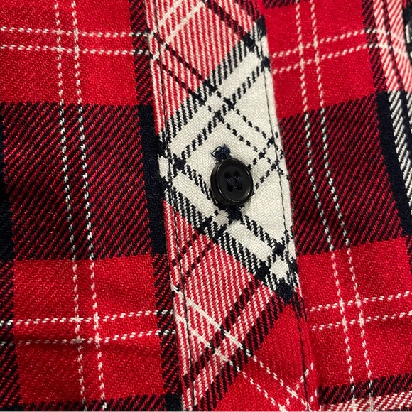 Only Line Red Plaid Women’s Shirt 10 Long Sleeve Button Down - Picture 3 of 12